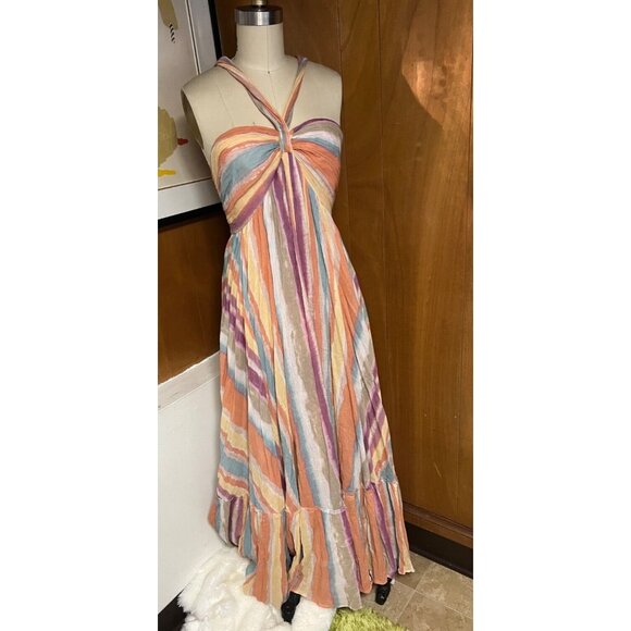 Free People Tropical Sunrise Maxi Dress Size 4 stripe strap - Picture 4 of 6